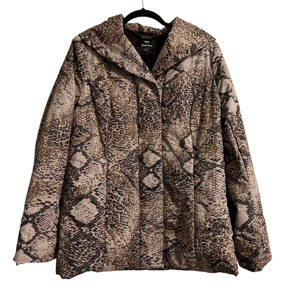 Dennis By Dennis Basso Snake Print Quilted Puffer Jacket Size Small - Picture 1 of 8